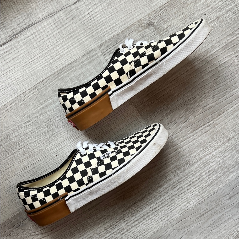 Vans Authentic Checkerboard Gum sole Black and White Sneakers 10